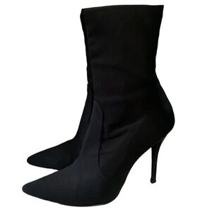 Stuart Weitzman Vero Curio Pointed Toe Stretch Bootie BLACK HEEL SLEEK 7.5 (38)